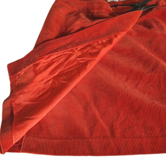 Boden Womens Skirt 14L Orange Faux Wrap Corduroy Lined Buckle Academia Career - Picture 6 of 9